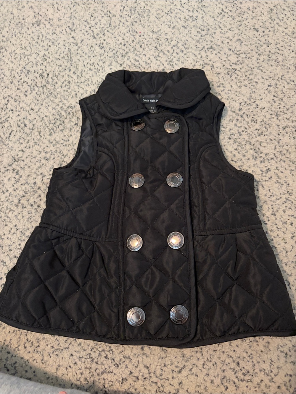 Calvin Klein Black Quilted Double-Breasted Vest 3T